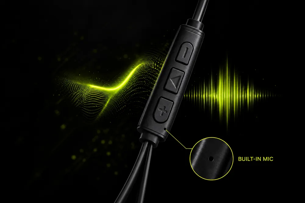 Close-up of the AEVRO inline HD microphone